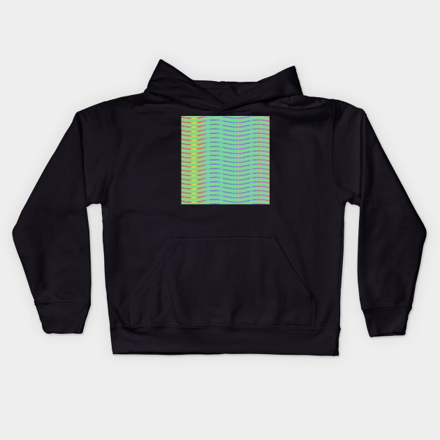 Wavy Lines Rainbow on Soft Green Kids Hoodie by ArtticArlo